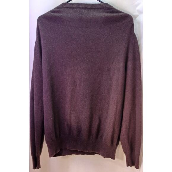 Grant Thomas Brown Cashmere V-Neck Sweater Size L Classic Menswear Luxury - Picture 4 of 6